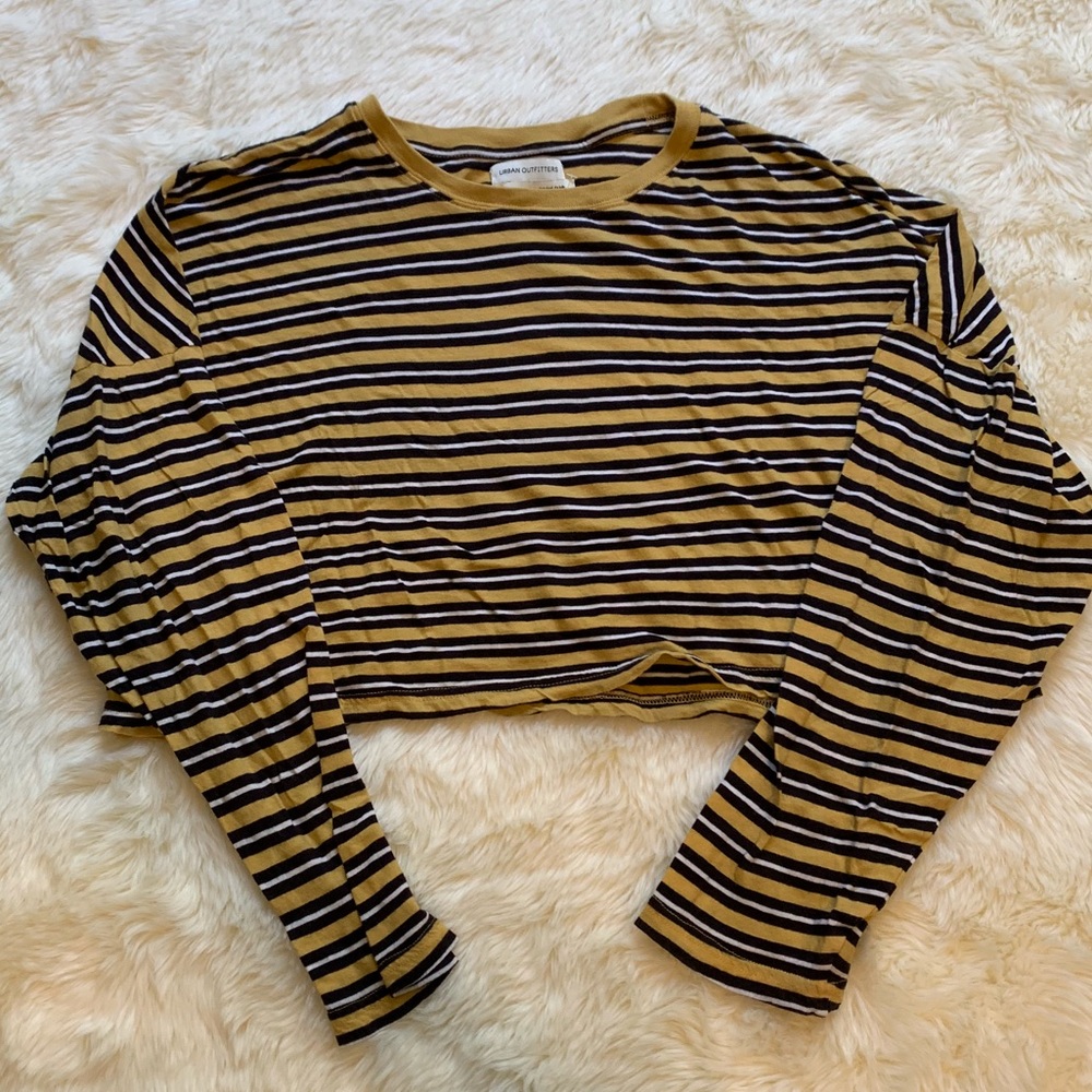 Urban Outfitters Striped Long Sleeve Crop Top